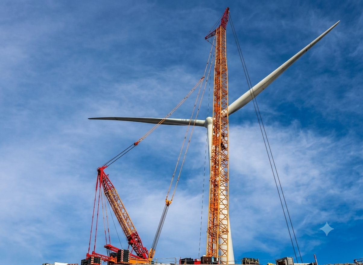 Dual Crawler Crane Operations for Efficient Turbine Installation